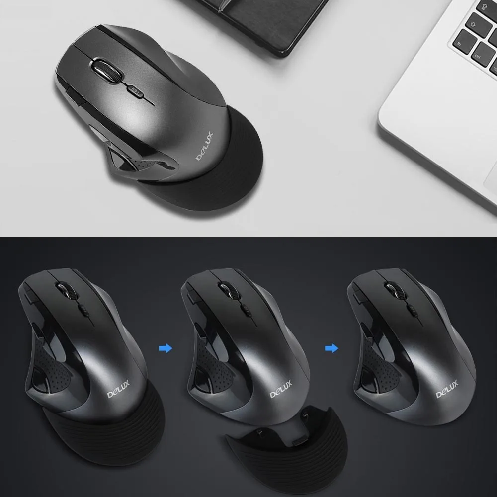 Delux M910, Беспроводная игровая мышь, эргономичная Вертикальная компьютерная мышь, 2400 dpi, беспроводная мышь с ковриком на запястье для ноутбука, мышь для геймера