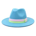 Оптовая продажа 2021, шляпа Федора, красочные веревочные аксессуары, красочная Западная сценическая джазовая шляпа, кепка