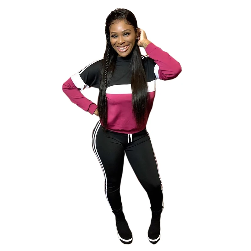 Женский Повседневный Спортивный костюм в стиле пэчворк Комплект из двух