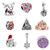 2022 new santa elk pumpkin cart christmas tree teapot diy beads fit original brand charms bracelet women jewelry diy girl gift