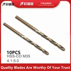 10 шт. спиральные сверла 4,1 4,2 4,3 4,4 4,5 4,6 4,7 4,8 4,9 5 мм HSS-CO M35 кобальтовая сталь прямой хвостовик для нержавеющей стали