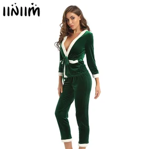 Зимняя женская теплая Фланелевая Пижама с карманами, костюм, Кардиган с длинным рукавом, топы, штаны, ночная рубашка для рождественской вечеринки