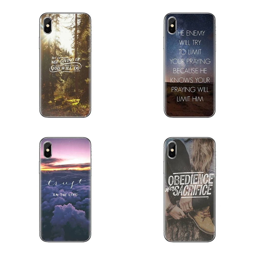 Чехол для iPhone XS Max XR X 4 4s 5 5S 5C SE 6 6S 7 8 Plus samsung Galaxy J1 J3 J5 J7 A3 A5 Faith Christian Inspirate Proverbs |