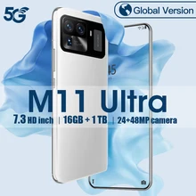 Global version M11 Ultra 7.3 HD Full screen Android Smartphone 16GB Ram+ 1TB Rom Cellphone Mobile ph
