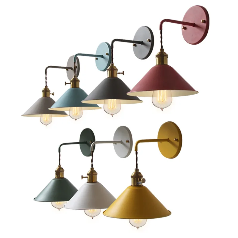 

Nordic Modern wall light Umbrella Restaurant Decoration Macarons wall Lamp Living Room Bedroom Aisle Stairs Bedside Home MJ926