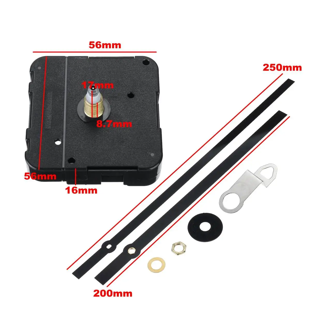 

10PCS Quartz Wall Clock Movement Mechanism DIY Repair Part Kit Set 17mm Spindle Long Hands HR02079 Accessories