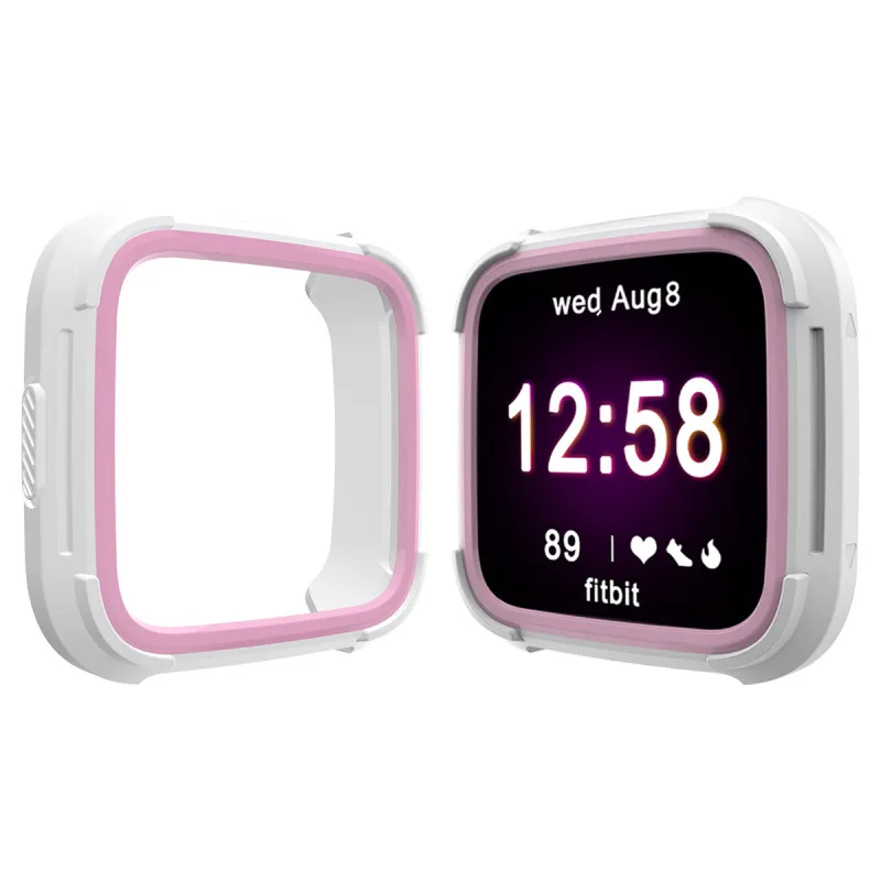 white pink 6 цветов ТПУ и ПК чехол для Fitbit Versa, ремешок часы в виде ракушки Экран протектор Аксессуары для смарт-часов для Fitbit Versa Lite - Цвет: white pink