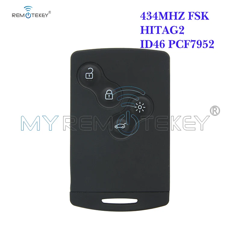 Умная карточка для автомобиля Remtekey с 4 кнопками 433 МГц для Renault Megane III Laguna 3 PCF7952 один запуск.