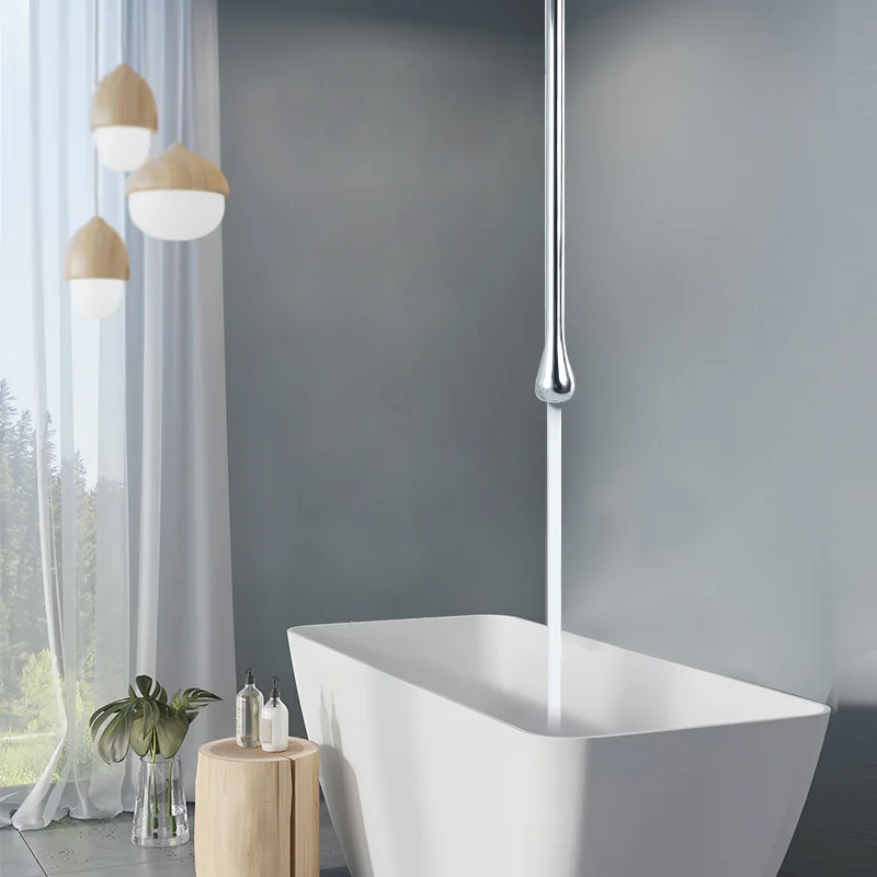 

Bathroom Ceiling Mounted Tap Basin Faucet Single Handle Brass Polished Drop Water Style Mixer Hot and Cold Ceiling Water Tap