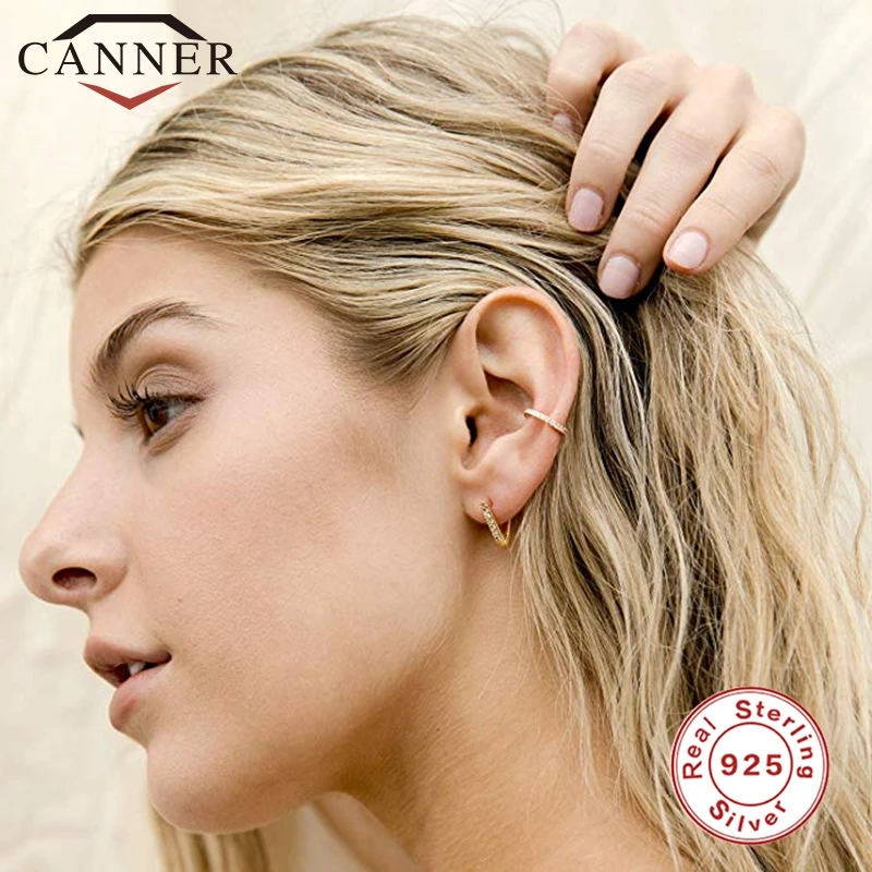 CANNER 2020 новые женские циркониевые серьги каффы модные без пирсинга маленькие из