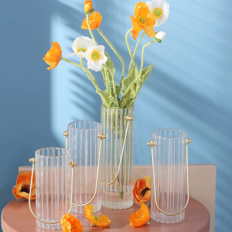 

Современный Креативный Портативный прозрачный Украшение для стеклянной вазы простой сушеные Цветочная композиция Гостиная Украшение сто...