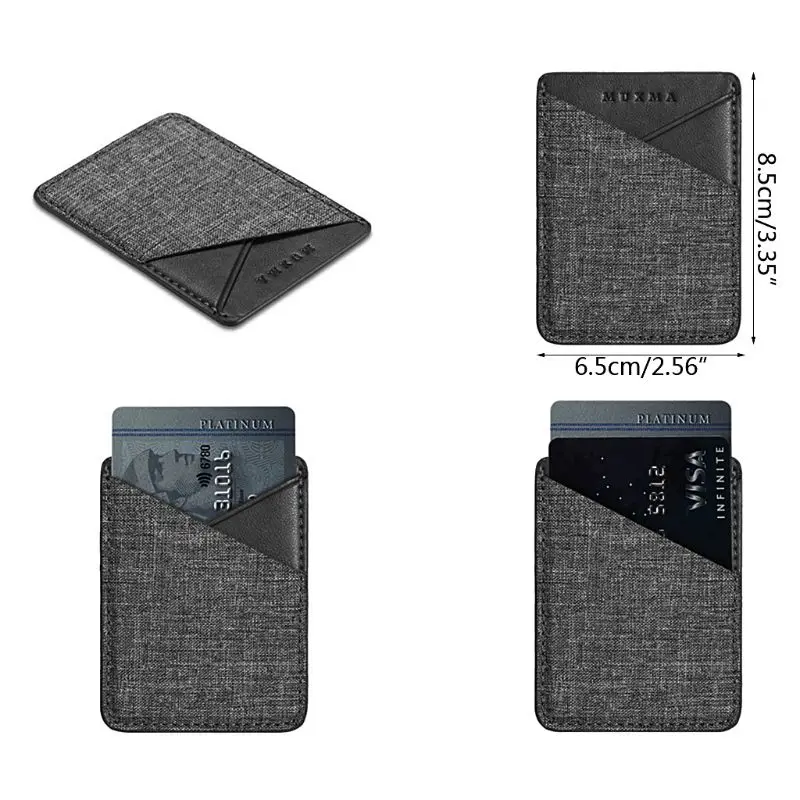 

Fashion Men Women Slim Canvas Mobile Phone Wallet Credit ID Card Holder Multifunction Adhesive Pocket Sticker Case New