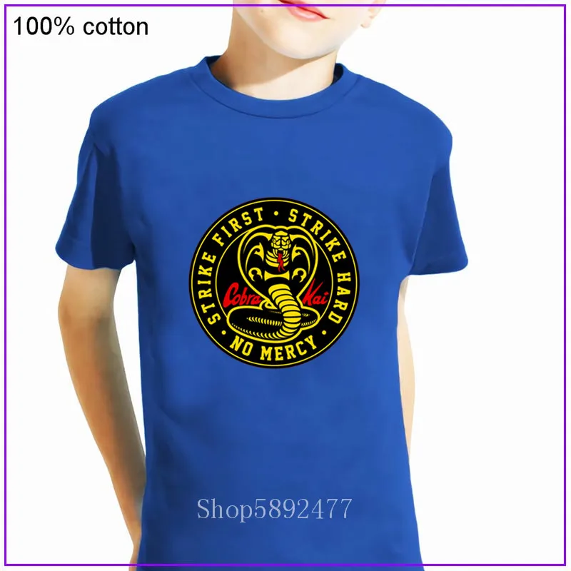 2020 Кобра Кай Детская футболка змея король нет милосердия Страйк для мальчиков и