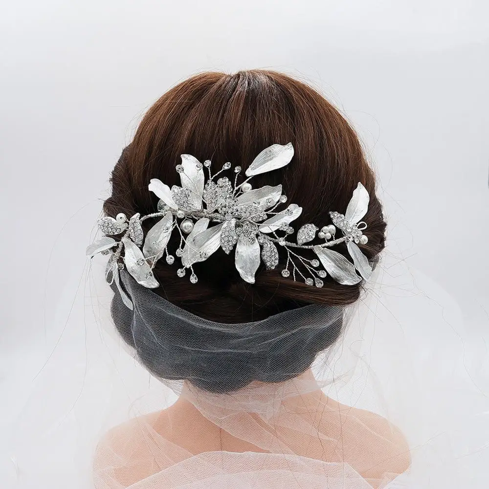 Великолепный сплав лист заколка для волос аксессуары невесты шиньон украшения