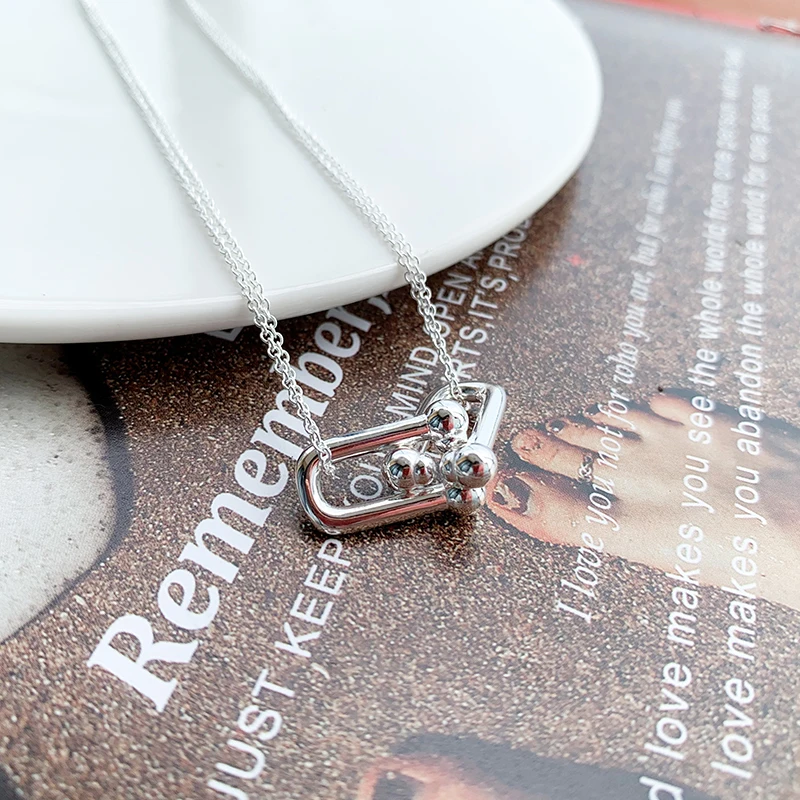 

925 Sterling Silver Necklace High Quality Custom Fashion Charming u-shaped Necklace Couple Gift With Logo Classic Shine Jewelry