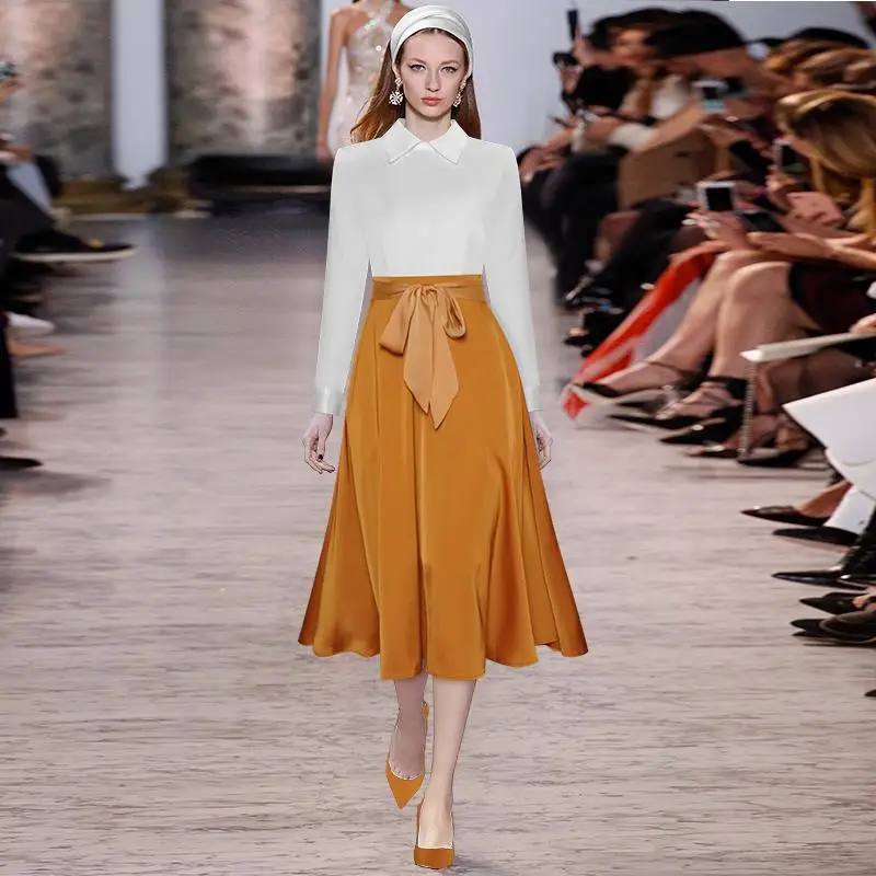 

Женское офисное платье с отложным воротником, модельное платье в стиле пэчворк, платье с длинным рукавом и шнуровкой, весна 2021