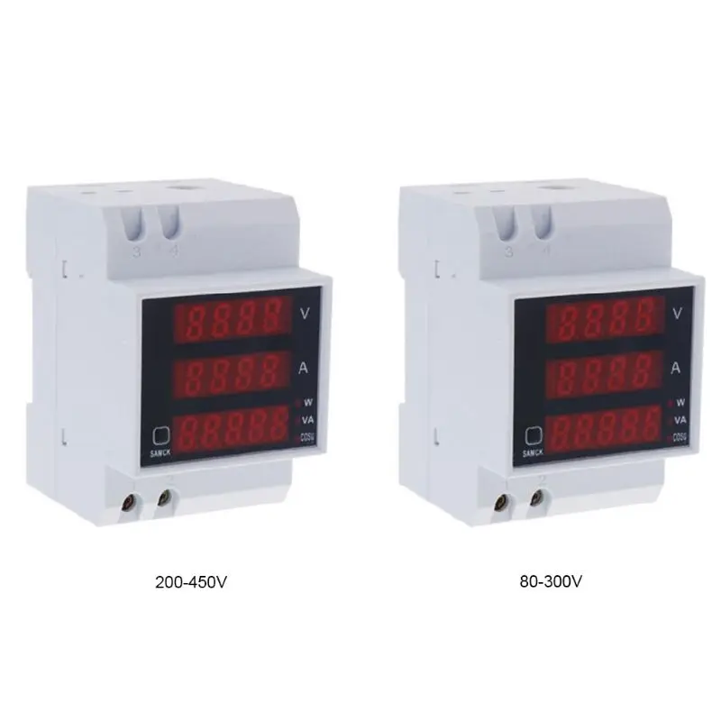 

Din Din Rail Multi Function Digital Meter Ammeter Voltmeter LED Display Amp Voltage Current Power Monitor AC 80-300V 200-450V 2
