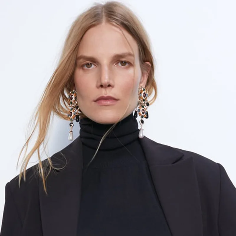 UDDEIN новые модные серьги в виде цветка с кристаллами для женщин винтажные