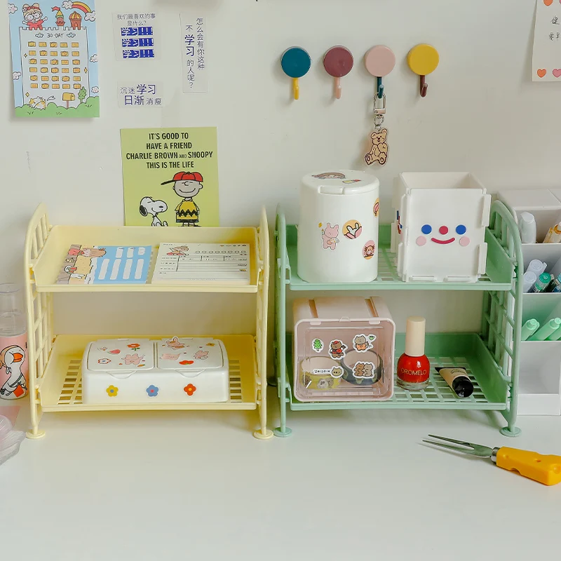 

zq Japanese Ins Style Desktop Multi-Layer Storage Rack Office Desk Cosmetic Finishing Storage Rack