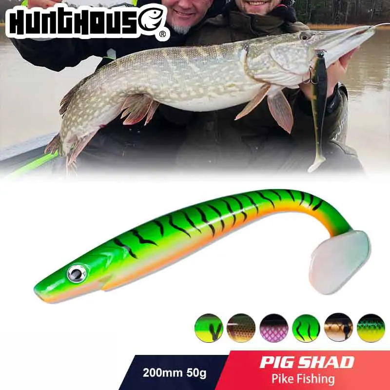 

Hunthouse pro pig shad pike lure 20cm 50g paint printing Lure Paddle tail shad silicone souple leurre Natural Musky