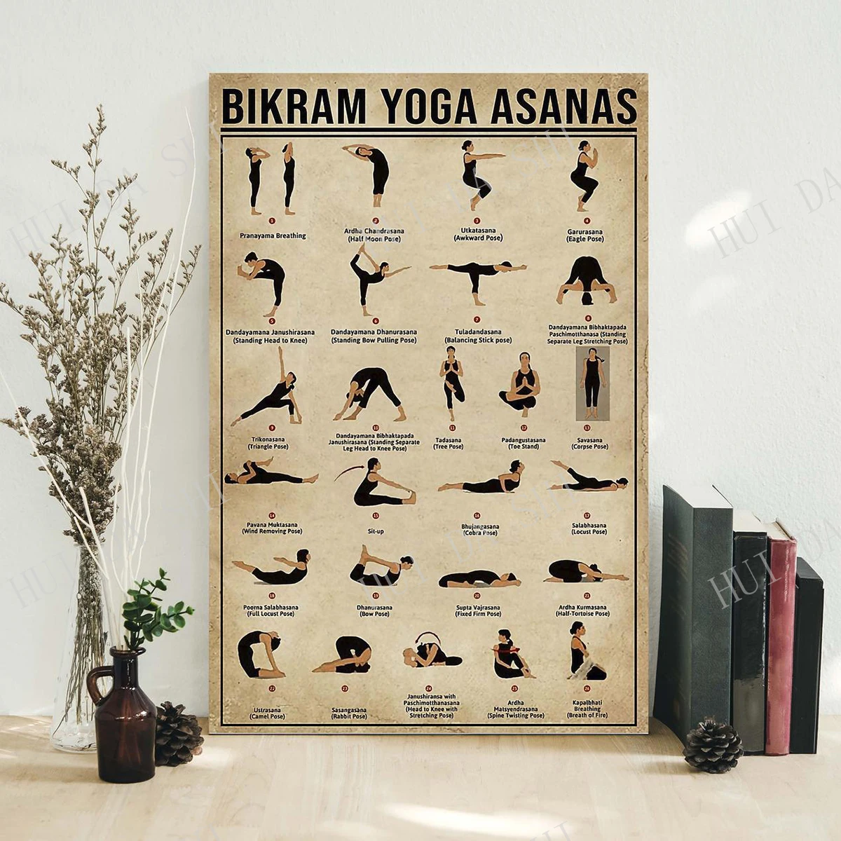 Плакат для йоги Бикрам Йога асана плакат с принтом винтажные плакаты украшение