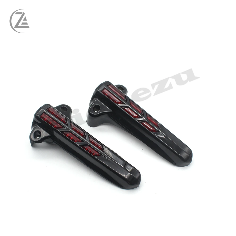ACZ Motorcycle Parts Motor Front Lower Fork Leg Covers W/ Red LED Case for Harley FLHR FLHX FLHT 2014-2017 enlarge