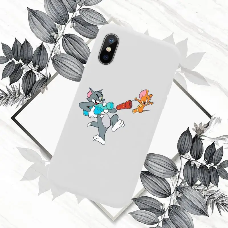

Cute mouse funny cat cartoon Phone Case White Candy Color for iPhone 11 12 mini pro XS MAX 8 7 6 6S Plus X SE 2020 XR