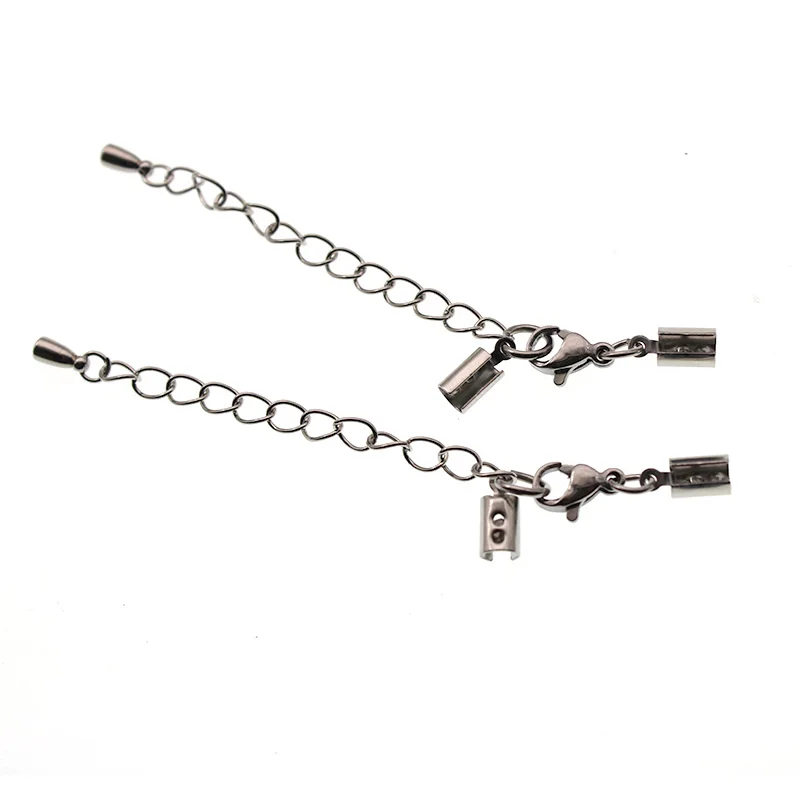 

10pcs Stainless Steel Cords Crimp End Beads Caps Leather Clip Tip Fold Crimp Bead Necklace Connectors For Jewelry Making Finding