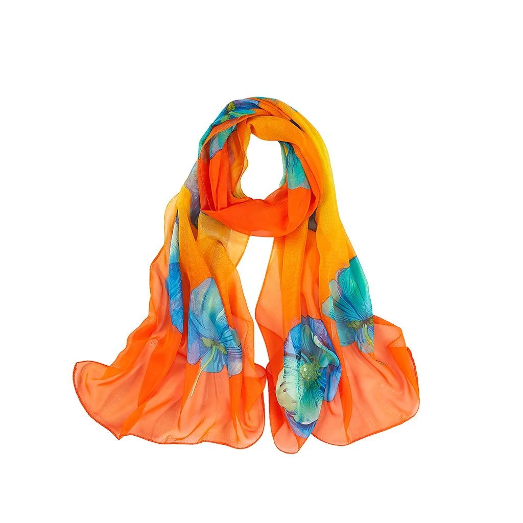 Шифоновый Длинный мягкий шарф-шаль с принтом для женщин женский длинный Пляжный