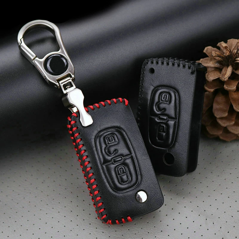 Кожаный чехол для автомобильных ключей Peugeot 407 508 5008 205 206 207 208 2008 306 307 308 аксессуары