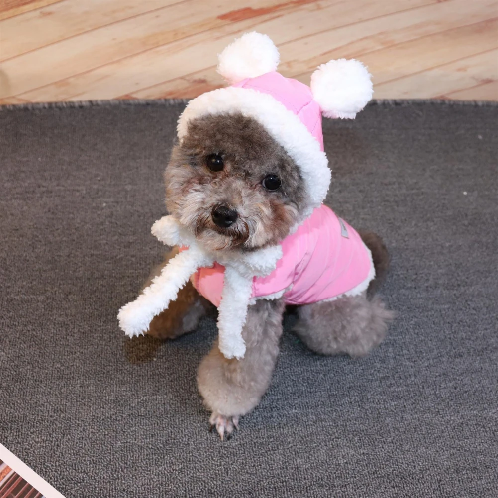 

Зимняя Теплая Одежда для собак, пуховик для маленьких щенков и кошек с милой шапкой, одежда для домашних животных, мягкие пальто для щенков и...