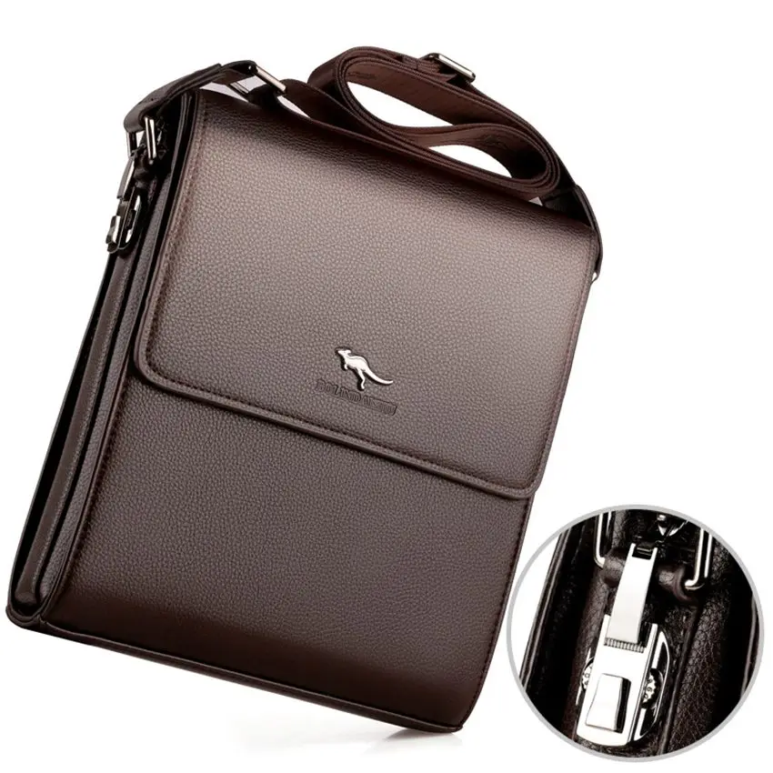 JNKET New Combination Lock Men's Shoulder Bag Fashion PU Leather Sling Bag Casual Crossbody Bags Large Capacity Messenger Bag