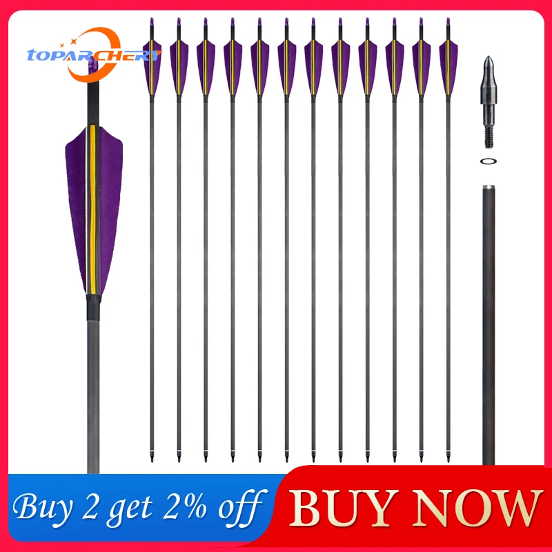 32 дюймовые стрелы для стрельбы из лука чистого углерода ID 6 2 мм Позвоночник 400 4