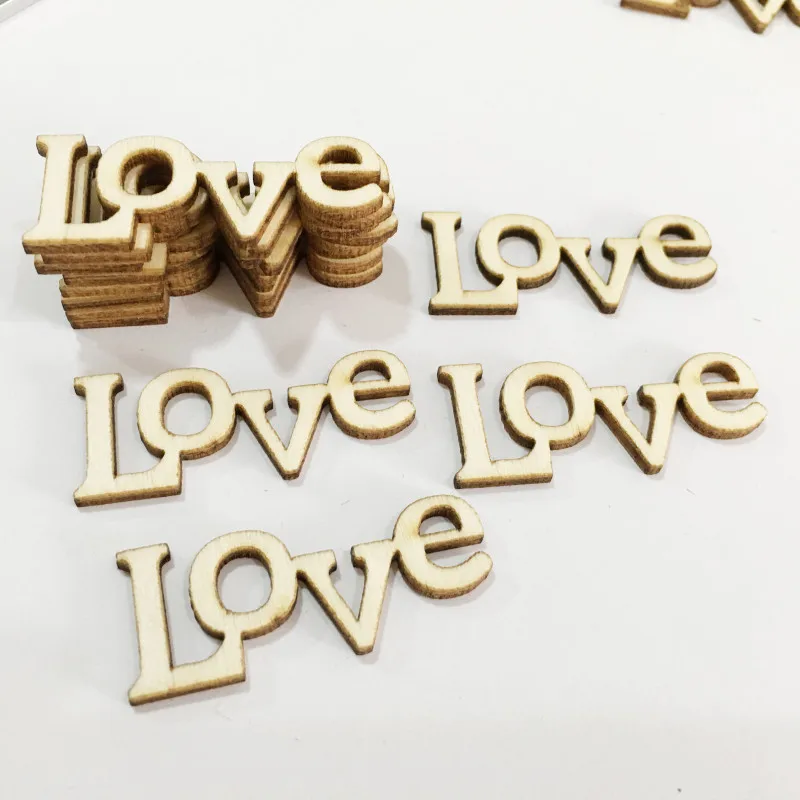 50pcs Wooden Love Laser Cut Slice Handcraft Letter Carving DIY Wood Crafts Scrapbook Hanging Ornaments Home Decoration |