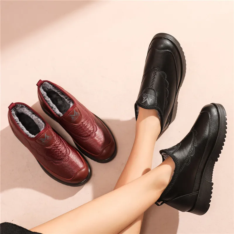 Зимняя женская обувь из хлопка нескользящая теплая для среднего и пожилого