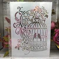 a4 29cm vintage clock birdcage diy layering stencils painting scrapbook coloring embossing album decorative template