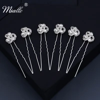 miallo 6pcslot bridal wedding hair accessories silver color rhinestone hair pins clips for women jewelry bride headpiece gifts