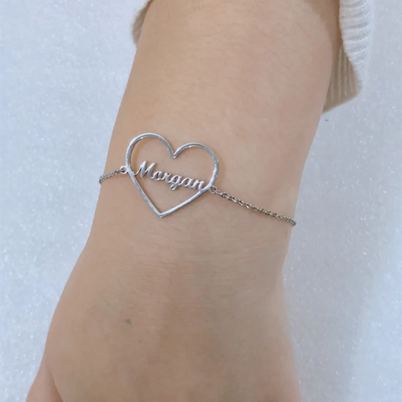 Браслет с именем сердца на заказ мужские ювелирные изделия персонализированный