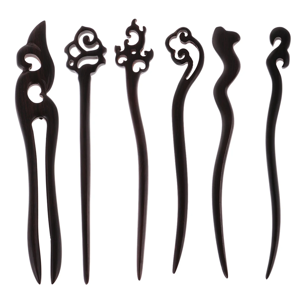 6 шт. Китайская классическая женская заколка для волос ручная работа черная