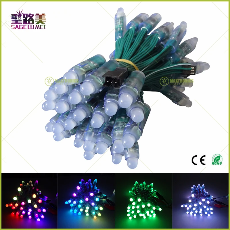 50pcs/unit IP68 Waterproof LED Pixel Module DC5V WS2811 Black/Green/White/RGB Wire String Lights Christmas Holiday Addressable | Лампы и