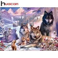 huacan 5d diy diamond painting animal full squareround diamond embroidery wolf home decoration gift kits