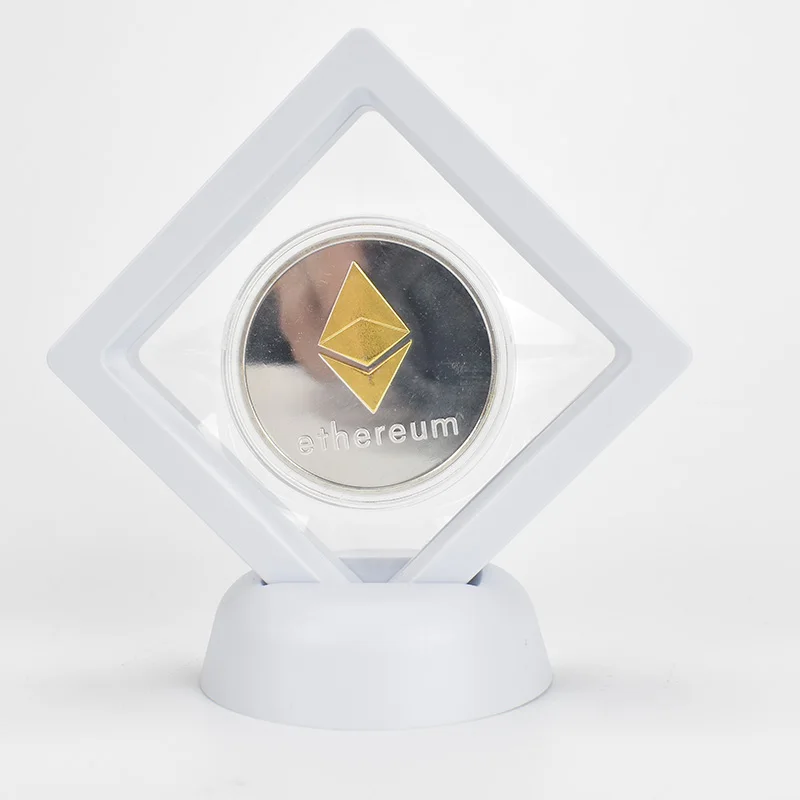 Позолоченный Биткоин Бит монета с пластиковый чехол пульсация Litecoin эфириум Металл физическая криптовалюта монета для сбора - Цвет: 2 color eth white