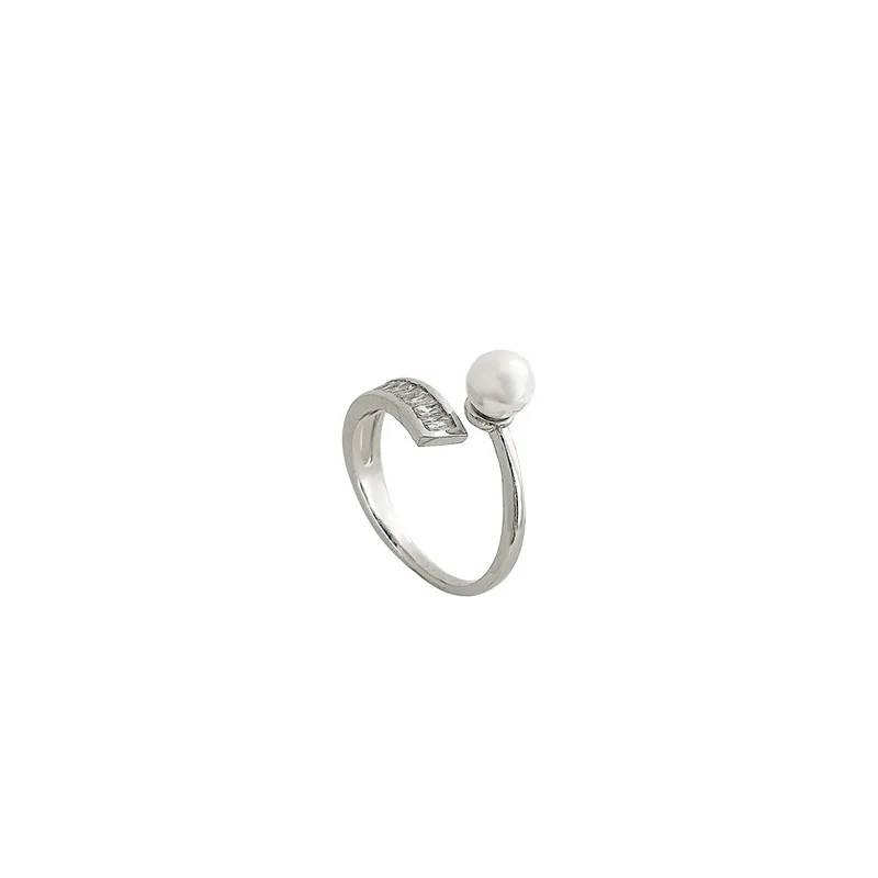 

New Jewelry Vintage Charm Korean Fashion Pearl Women's Zircon Opening Adjustment Finger Cool Ring for Women