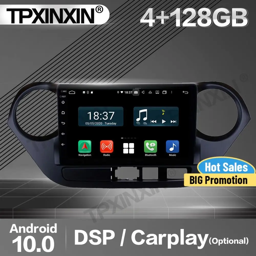 

4 + 128 г Carplay автомобильный радиоприемник 2 Din стерео приемник Android для iPhone/IPad/10 для Hyundai I10 2018-2019 LHD GPS Navi аудио плеер Регистраторы головное устрой...