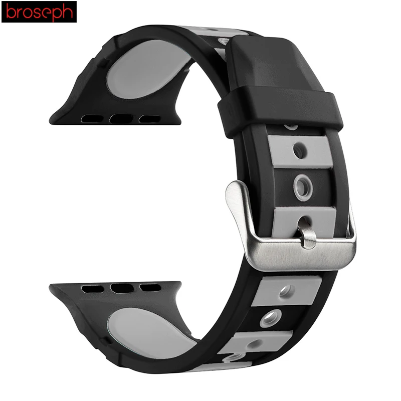 Black Gray Силиконовый ремешок для iwatch 4 ремешка 44 мм 40 мм для мужчин и женщин браслет для apple watch 1 2 3 38 мм 42 мм ремешки для часов - Цвет ремешка: Black Gray