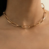 retro punk hip hop golden chain necklace womens collar simple fashion cuban chunky thick clavicle necklaces girl jewelry