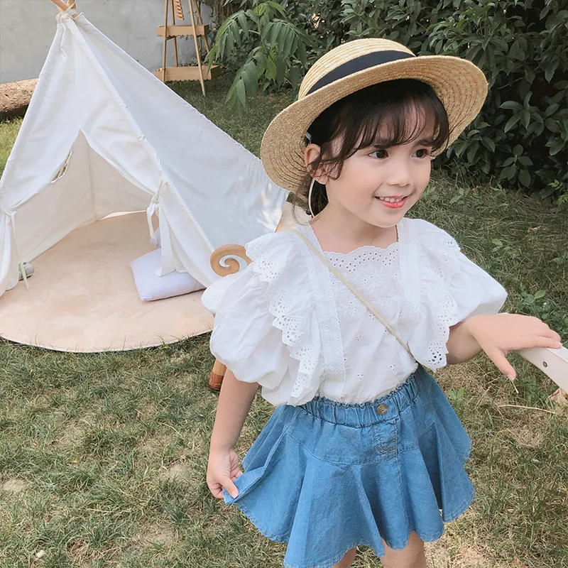 

Summer Toddler Girls Clothes Set Faddish Children Clothes Baby Girls Clothes Top+Denim Skirt 2pcs Suit For Kids Outfit 2 8 Years