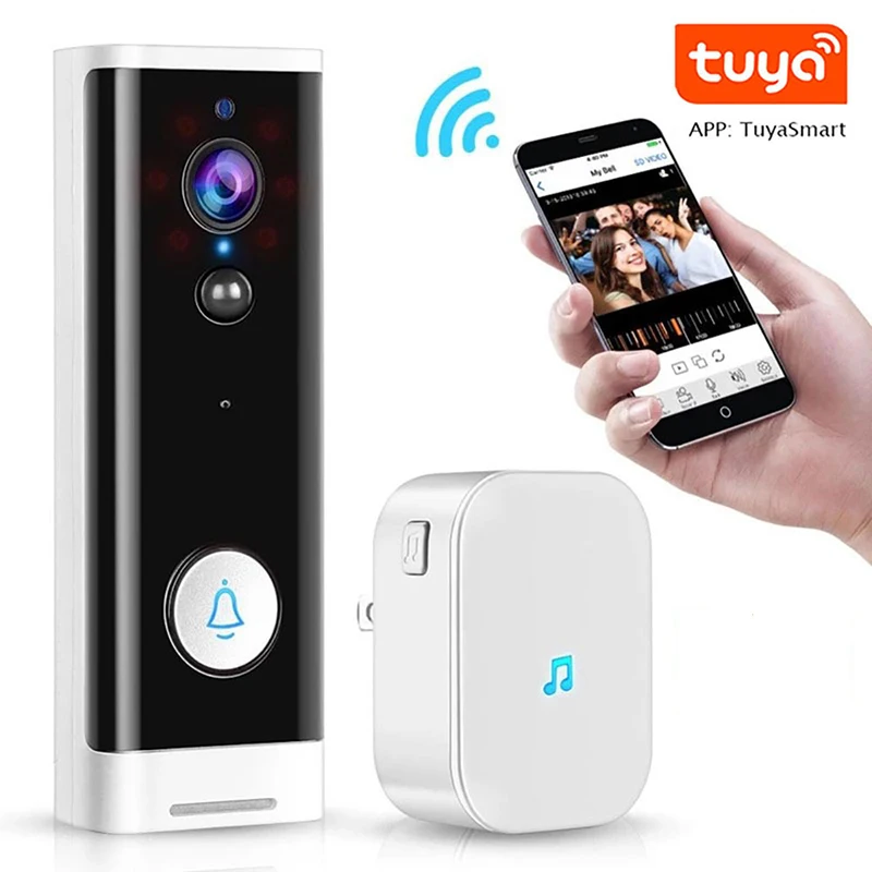 

Дверной смарт-звонок Tuya, Wi-Fi, 1080P, HD, с ресивером