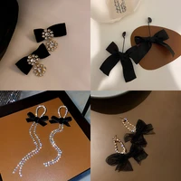 long tassel symmetrical earrings for women girls earrings set black dangle rhinestone fashion drop designer earrings
