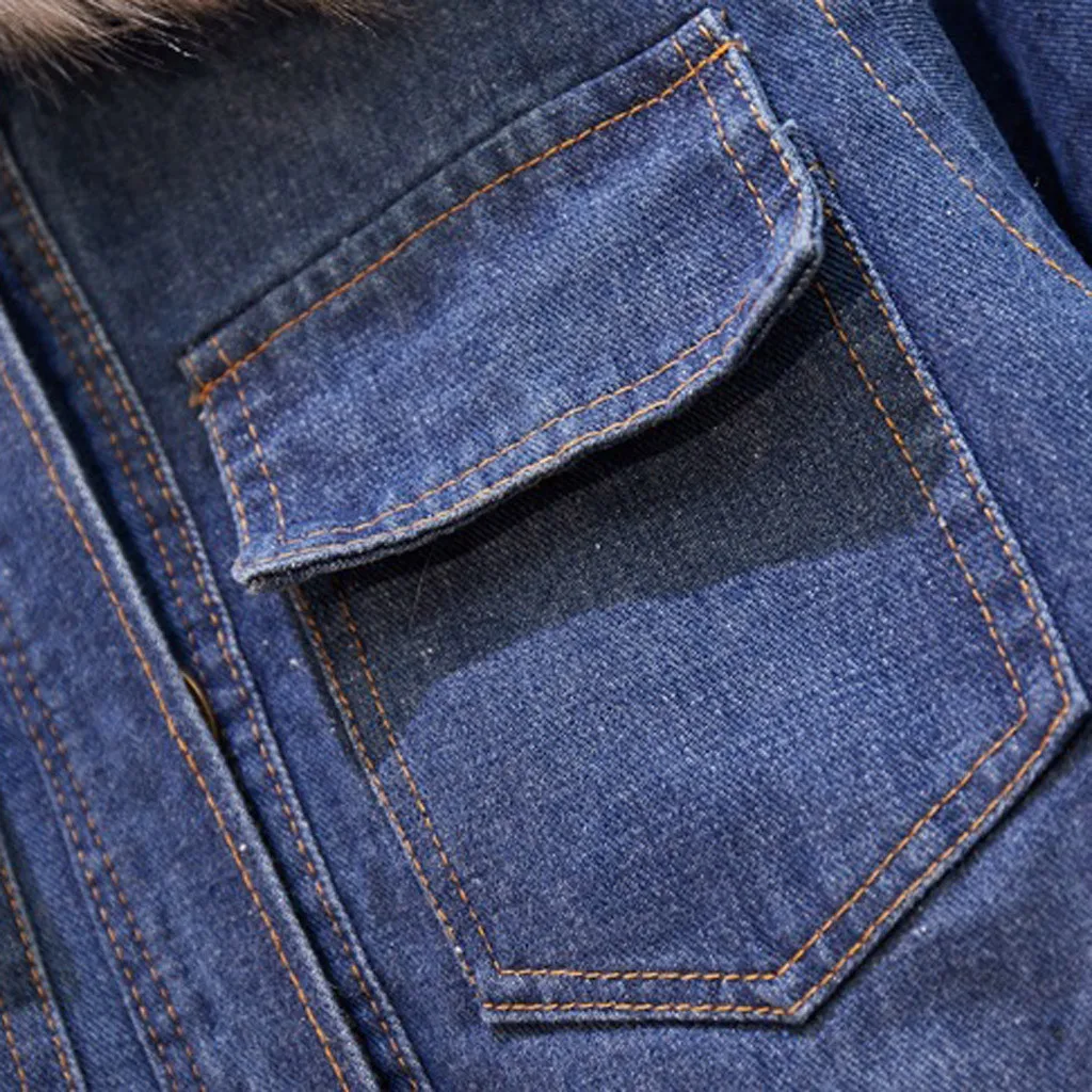 Fashion Women Coat 2019 Winter Autume Cotton Thick Denim Jacket Female Casual Pocket Long Sleeve Windbreaker Overcoat Outwear |